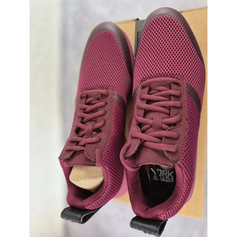 York Athletics The Henry Mid Air Mesh Trainers Wrath Burgundy Mens 11 03102-33
